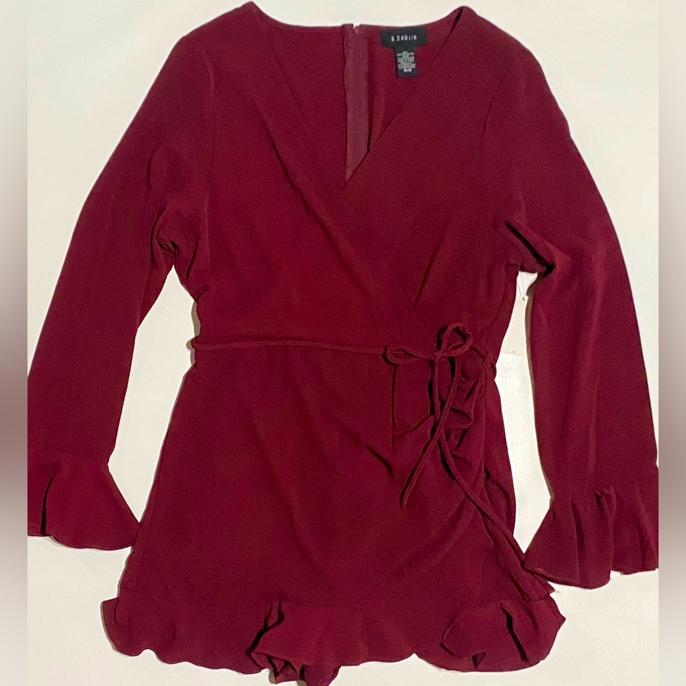 NWT wine colored wrap front romper by  B. Darlin size 15/16